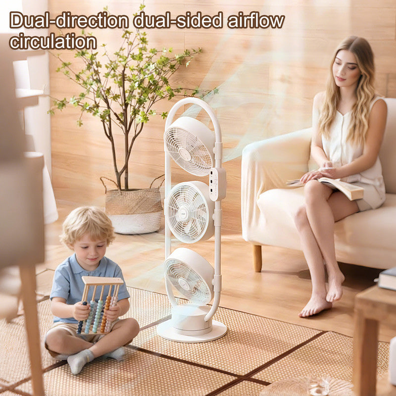 Triple-Head Inverter Air Circulator Fan, Quiet Standing Floor Fan for Home