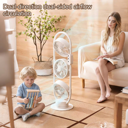 Triple-Head Inverter Air Circulator Fan, Quiet Standing Floor Fan for Home
