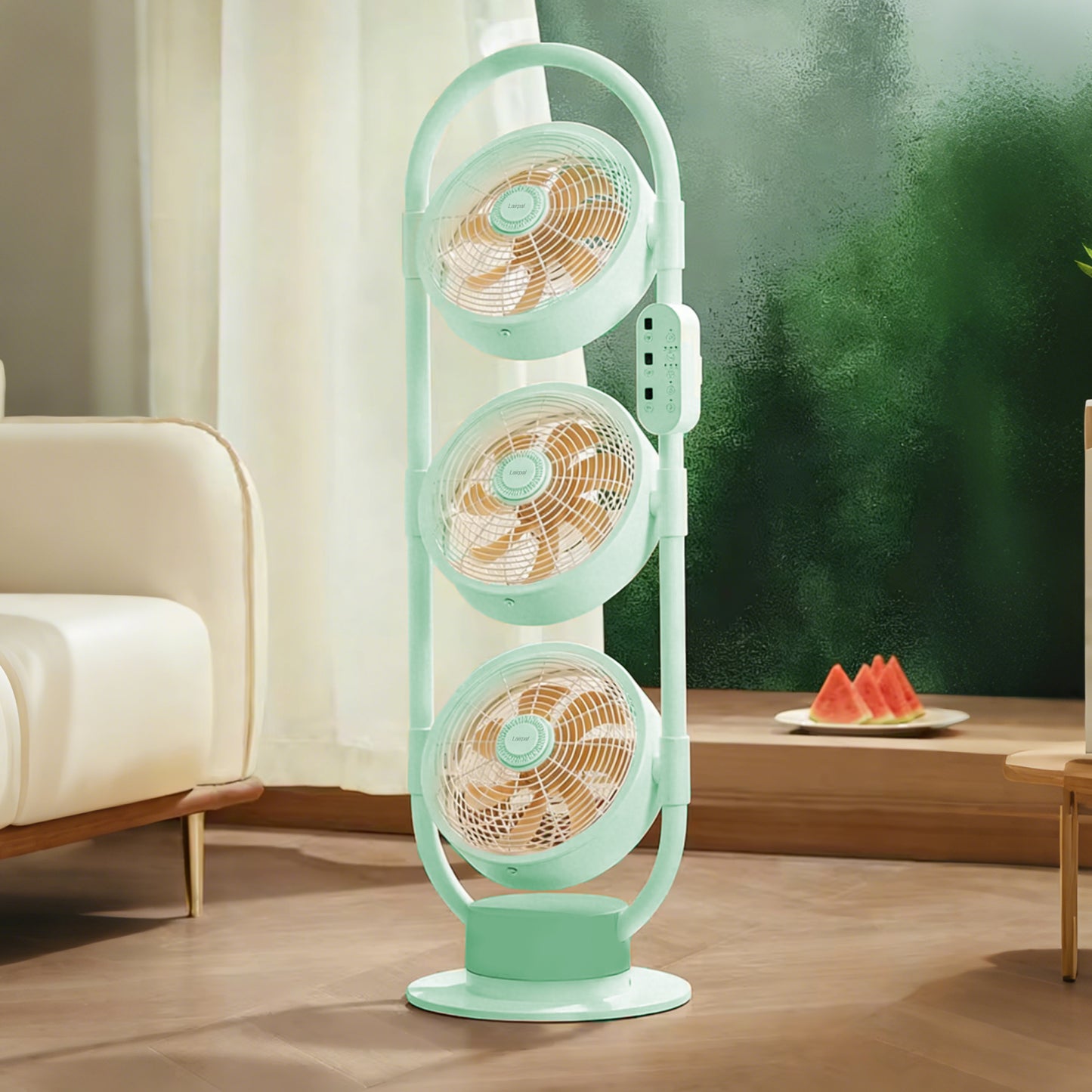 Triple-Head Inverter Air Circulator Fan, Quiet Standing Floor Fan for Home
