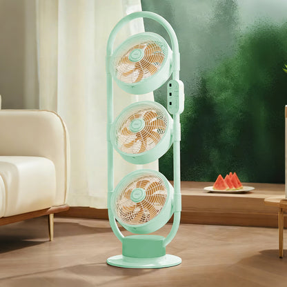 Triple-Head Inverter Air Circulator Fan, Quiet Standing Floor Fan for Home
