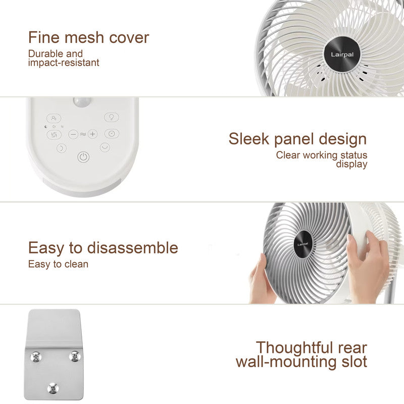 Wall-Mounted Inverter Air Circulator Fan, Oscillating Quiet Wall Fan for Home
