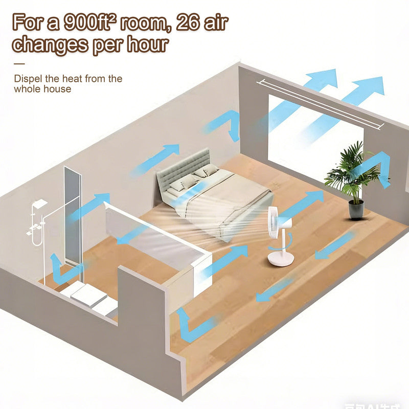 Smart Standing Air Circulator Fan, Quiet Floor Fan for Living Room and Home
